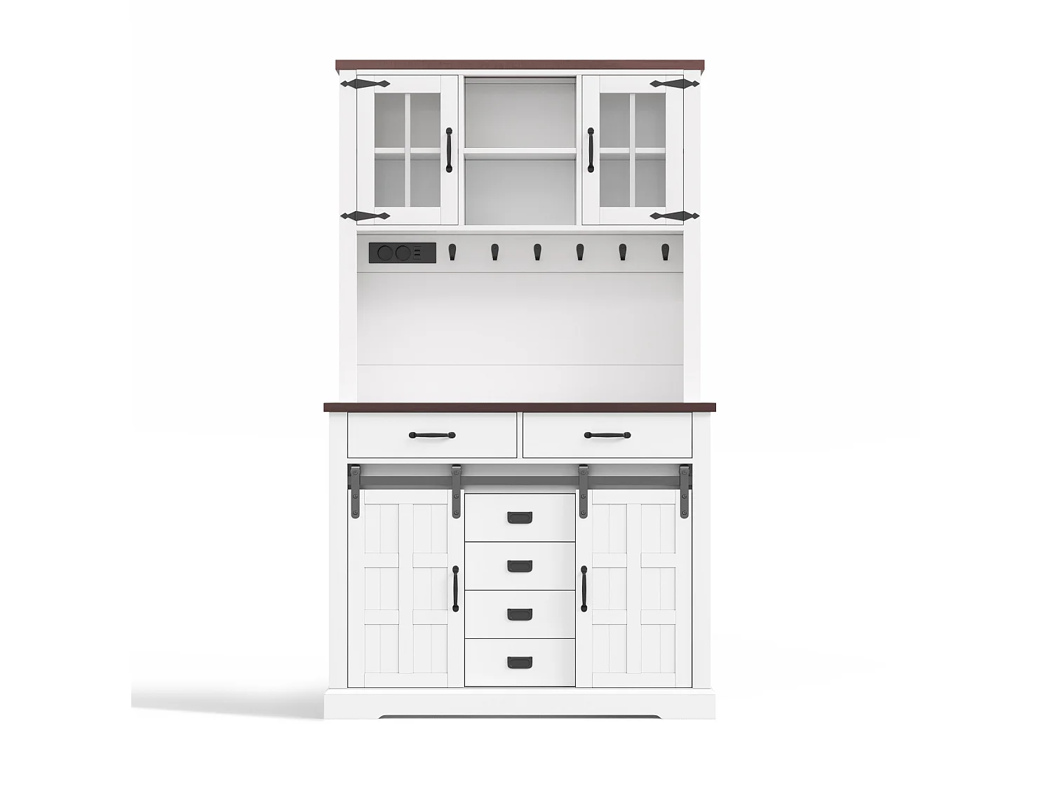 Szafka kuchenna 108x40x180cm - z oświetleniem LED i gniazdkiem - z 4 drzwiami i 3 szufladami - regulowane półki - biały
