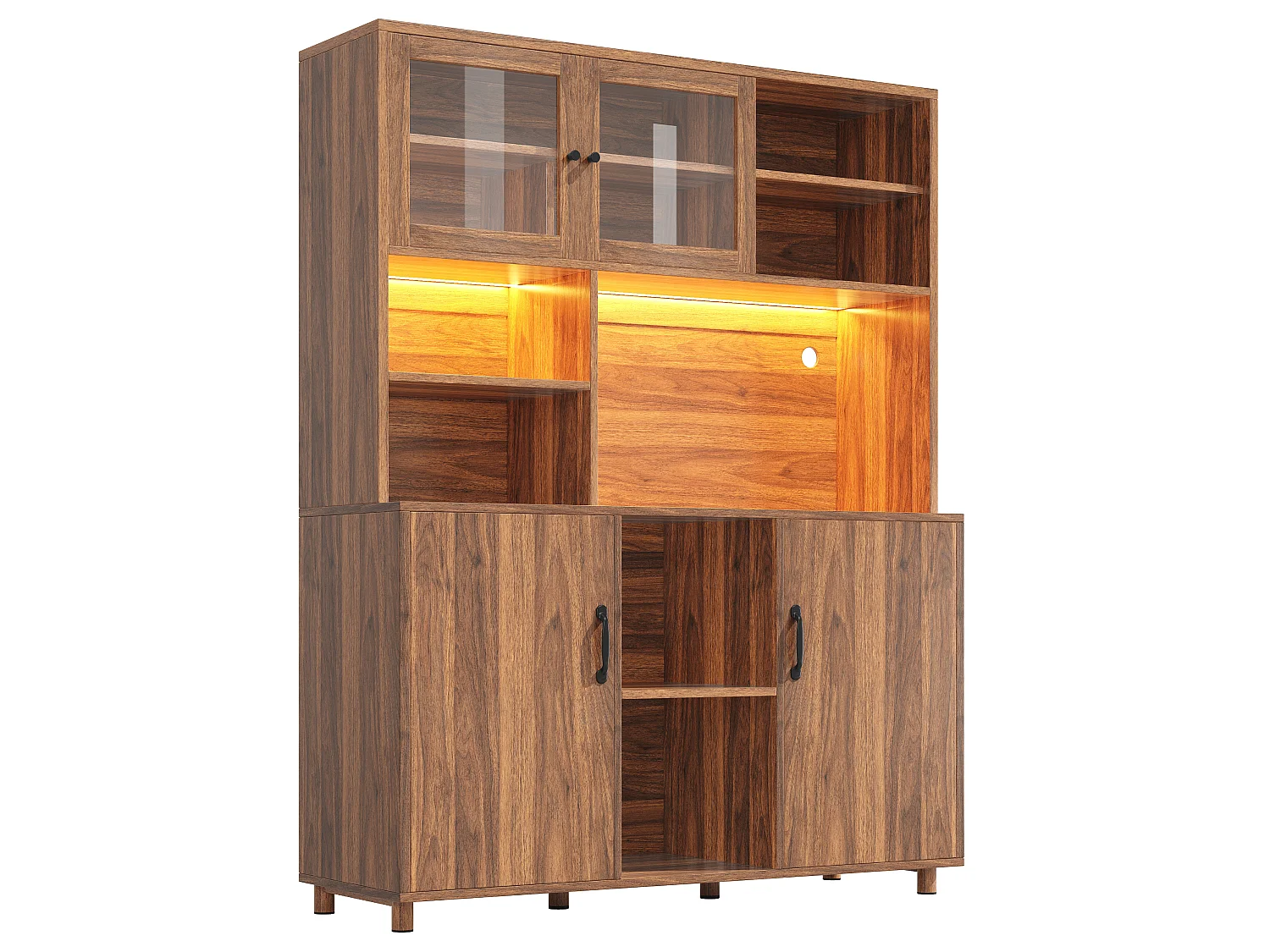 Szafka kuchenna wysoka 120x40x185cm - 2 fronty - z oświetleniem LED - mebel wysoki - buffet uniwersalny - ​​Brązowy​