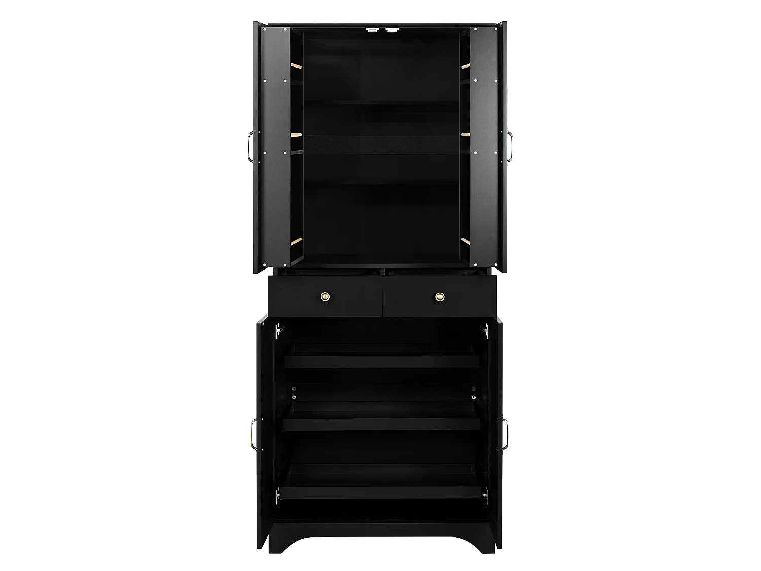 Armoire haute avec 2 tiroirs et étagères coulissantes - Noir