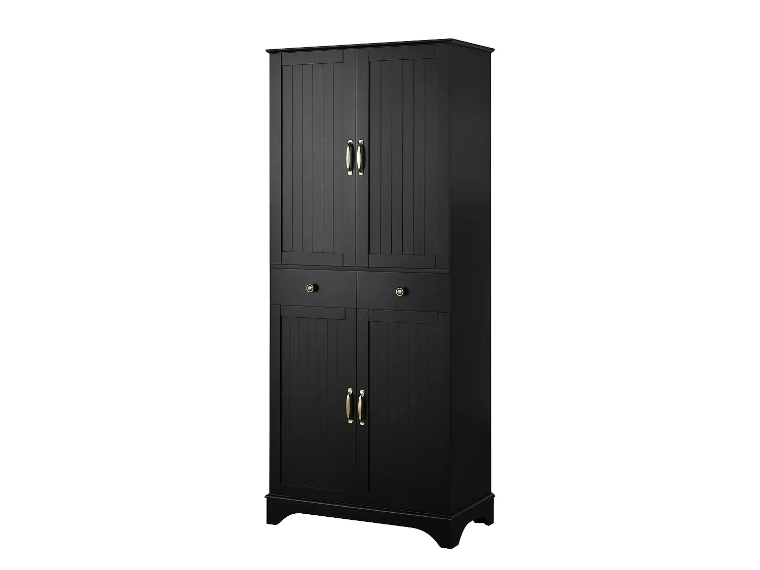 Armoire haute avec 2 tiroirs et étagères coulissantes - Noir