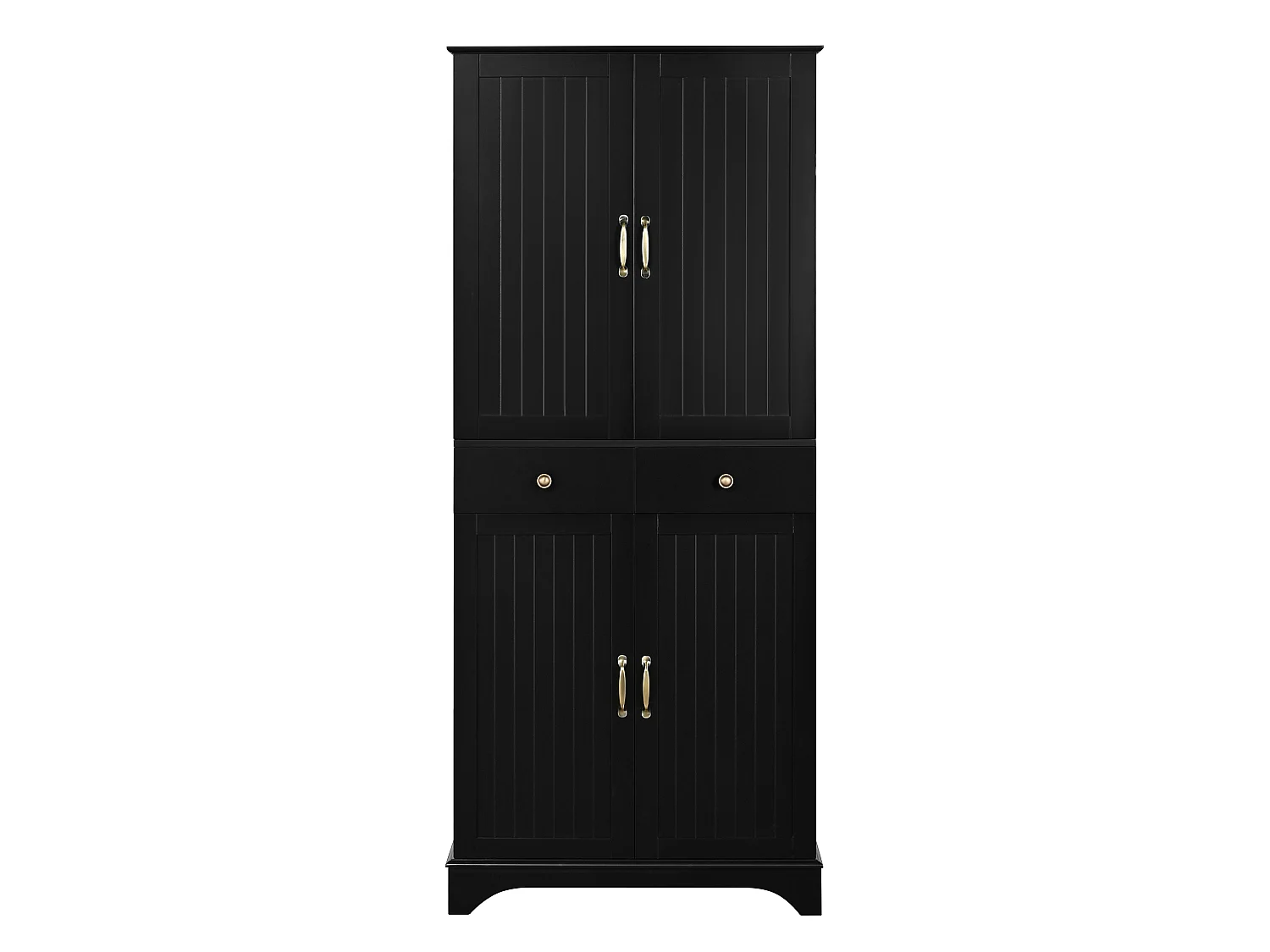 Armoire haute avec 2 tiroirs et étagères coulissantes - Noir