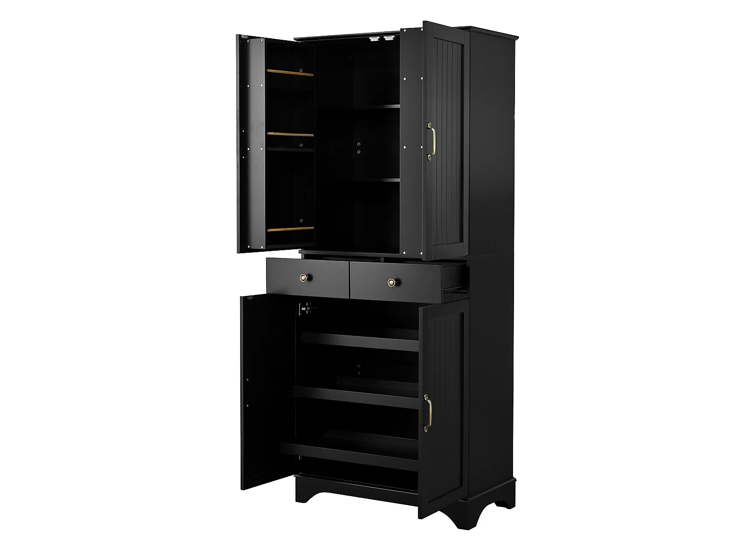 Armoire haute avec 2 tiroirs et étagères coulissantes - Noir