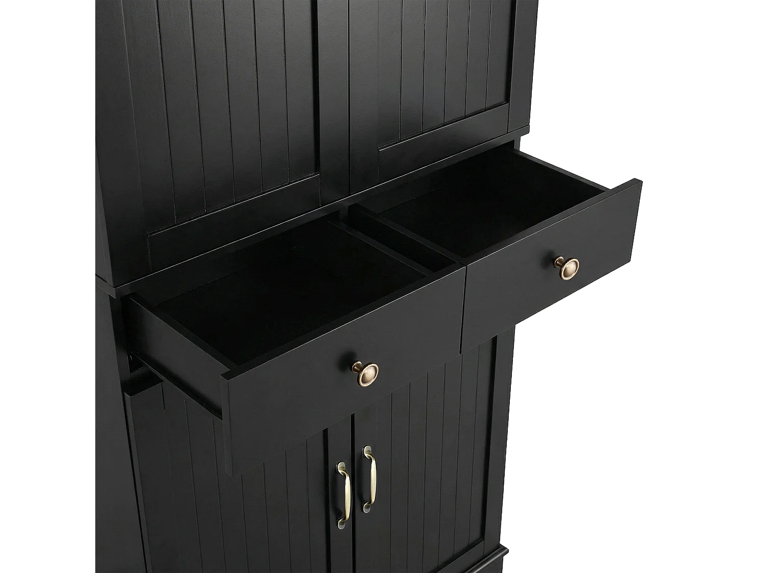 Armoire haute avec 2 tiroirs et étagères coulissantes - Noir
