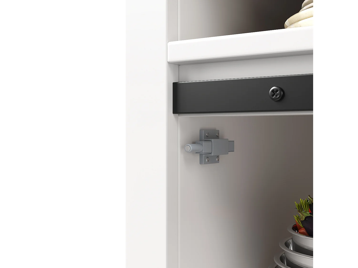 Kredens kuchenny 120x40x174,5 cm - z drzwiami przesuwnymi, portem USB, perforowanym panelem i oświetleniem LED - Biały