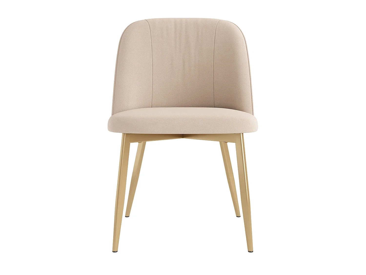 Lot de 4 chaises de salle à manger en velours et métal - Beige et or