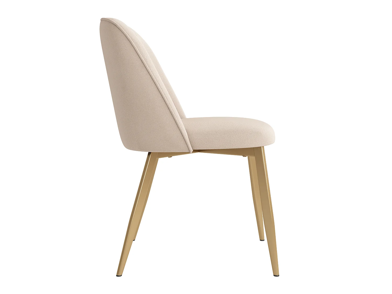 Lot de 4 chaises de salle à manger en velours et métal - Beige et or