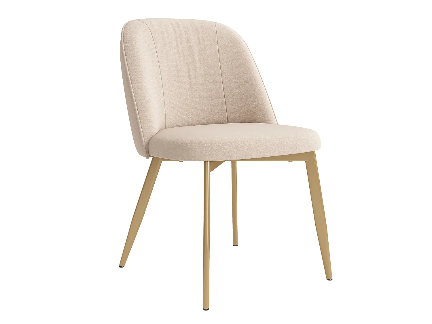 Lot de 4 chaises de salle à manger en velours et métal - Beige et or