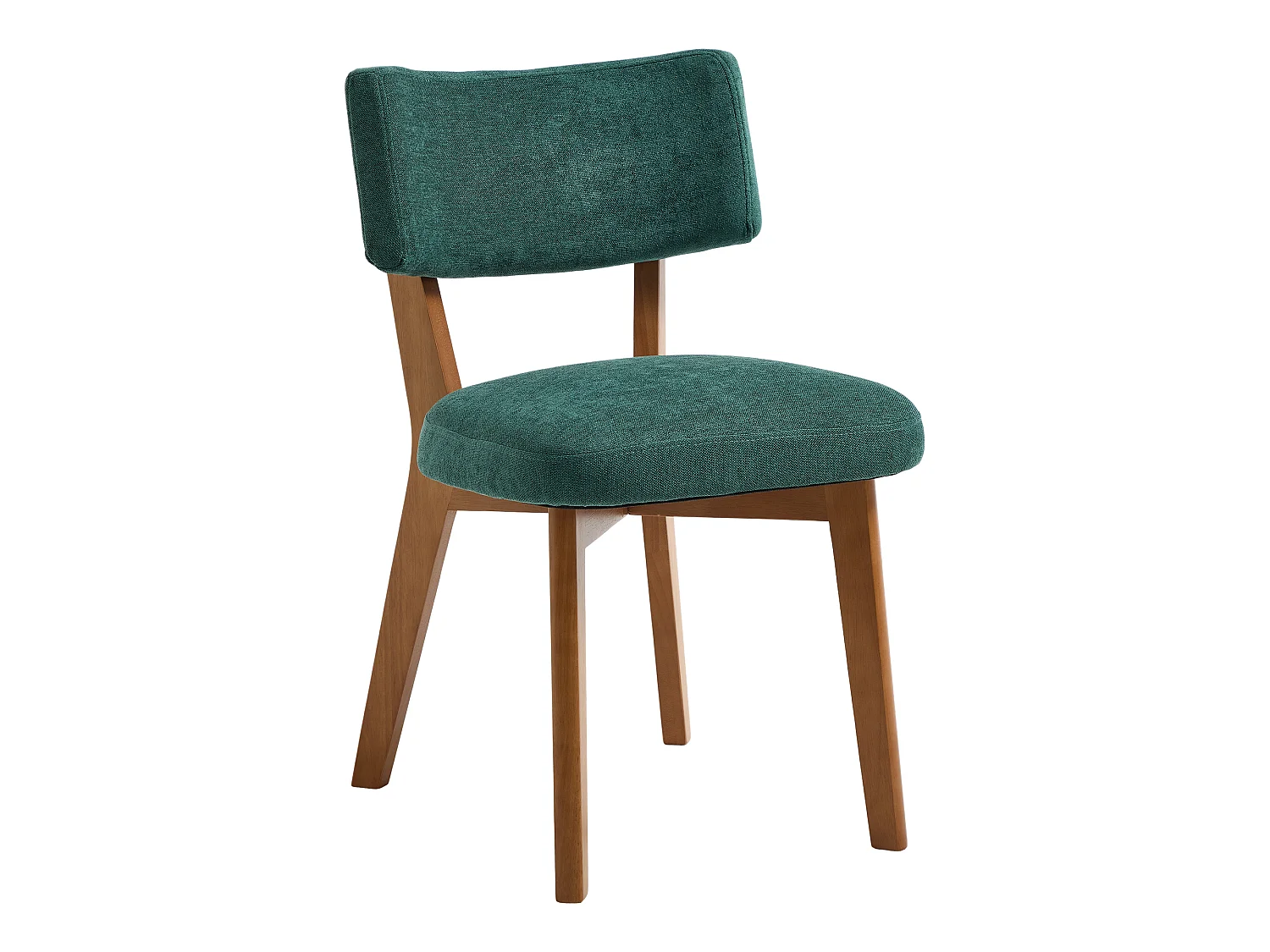 Lot de 2 chaises de salle à manger en tissu vert - Pieds en bois