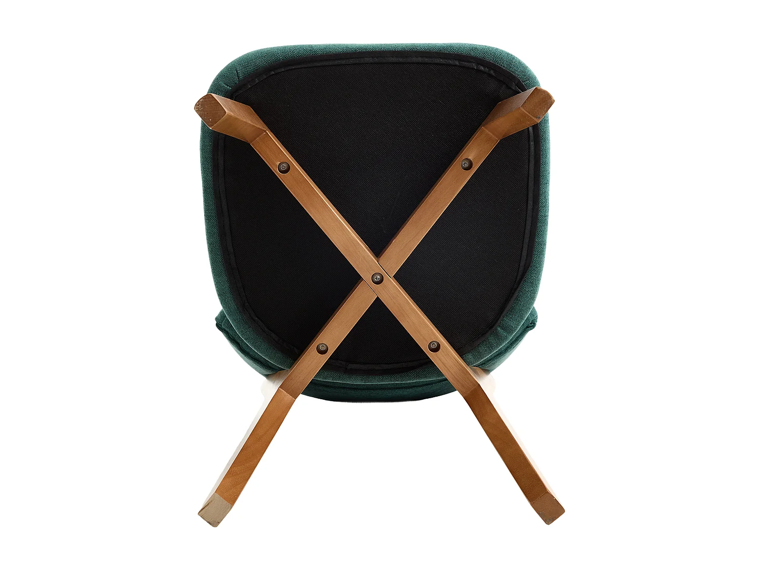 Lot de 2 chaises de salle à manger en tissu vert - Pieds en bois