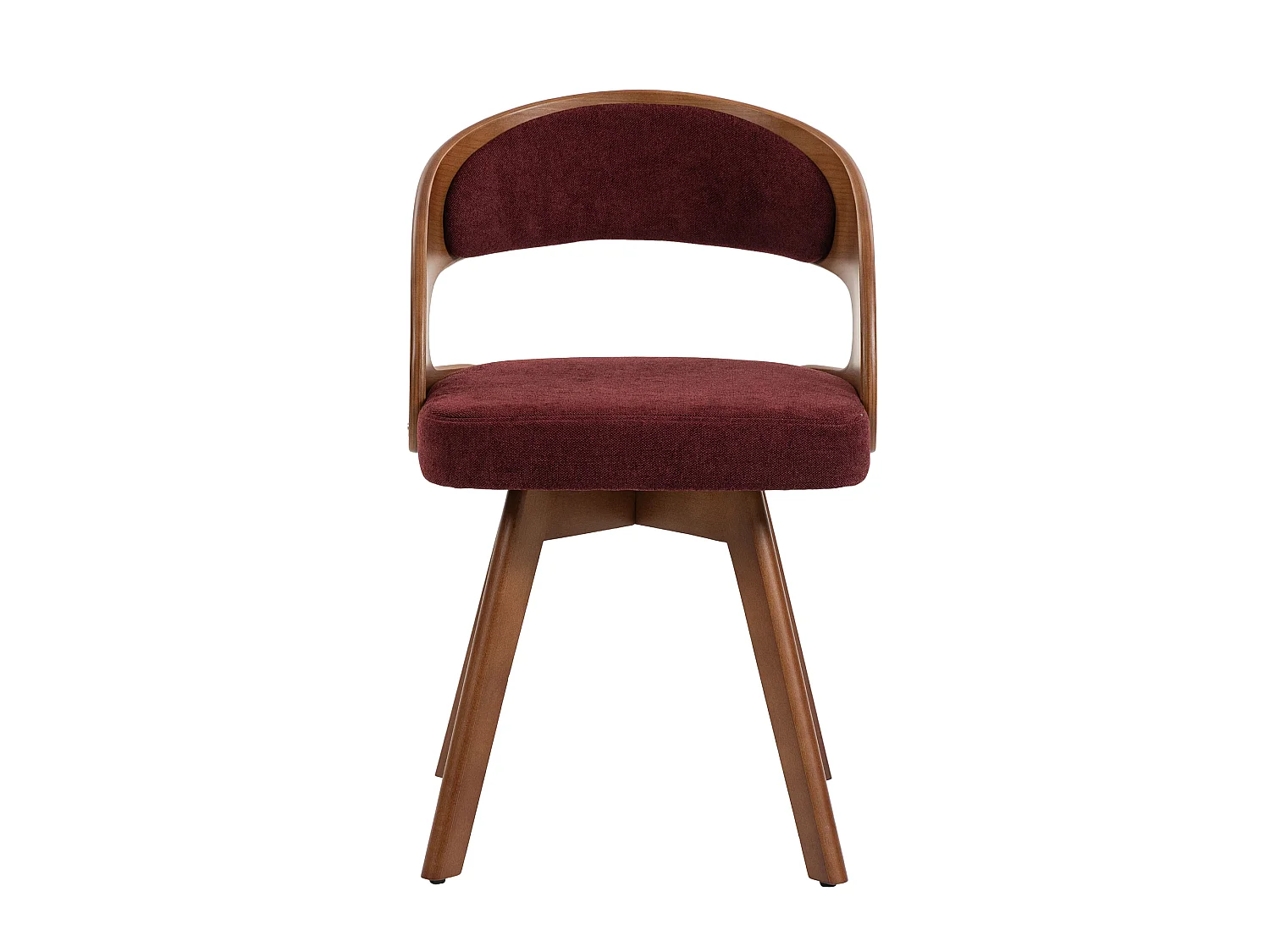 Set van 2 draaibare houten stoelen met gebogen rugleuningen - Bordeauxrode linnen stof