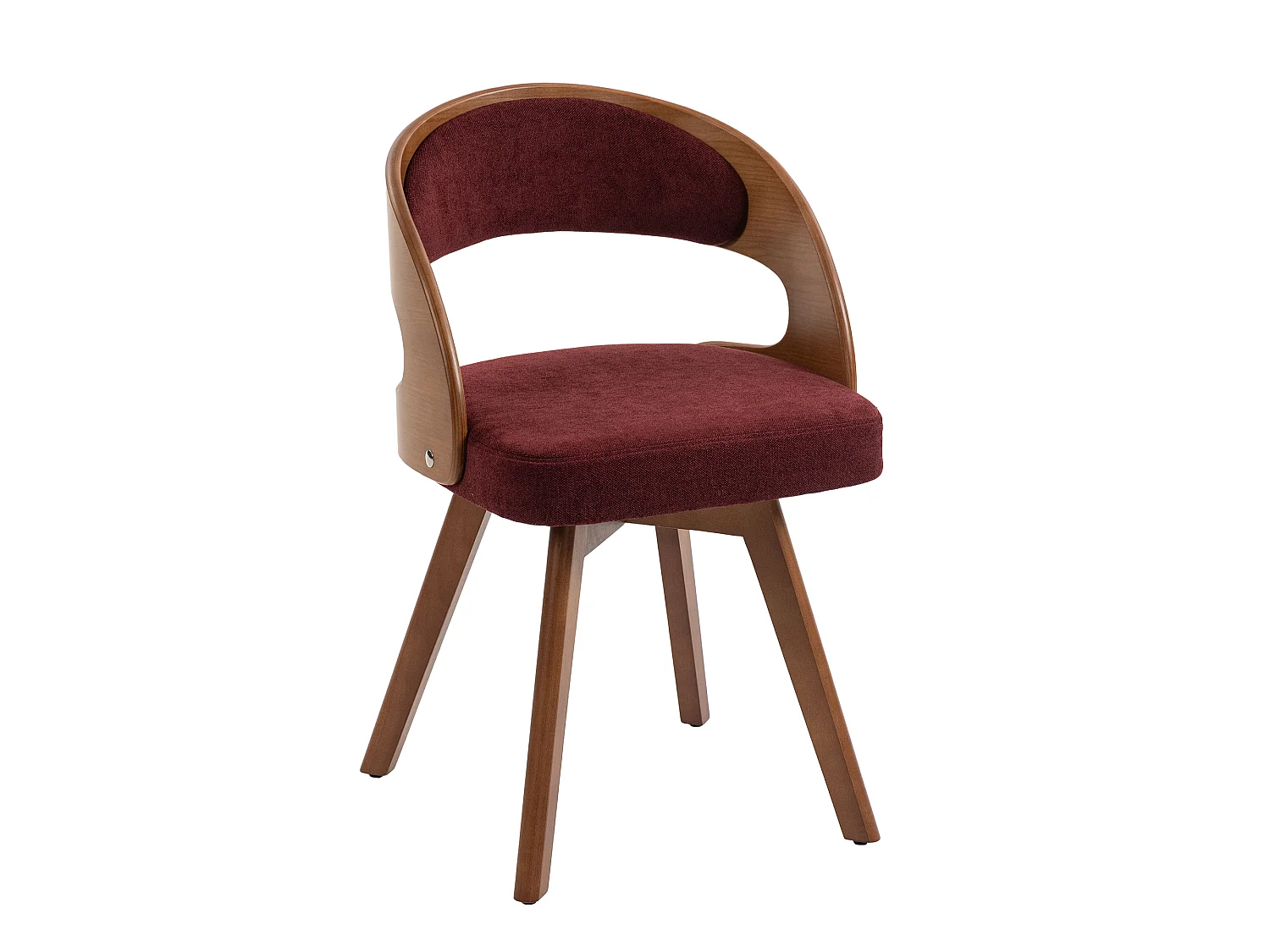Set van 2 draaibare houten stoelen met gebogen rugleuningen - Bordeauxrode linnen stof