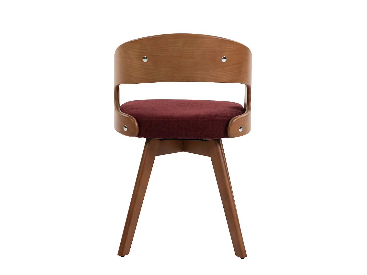 Set van 2 draaibare houten stoelen met gebogen rugleuningen - Bordeauxrode linnen stof
