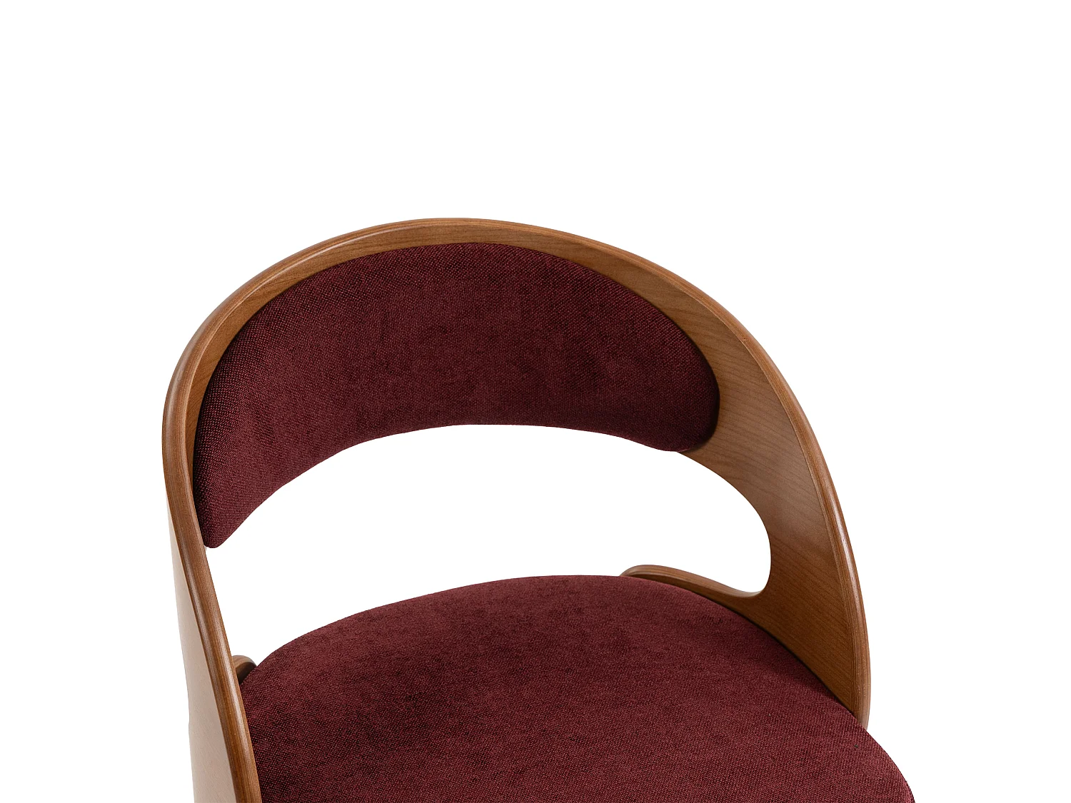 Set van 2 draaibare houten stoelen met gebogen rugleuningen - Bordeauxrode linnen stof