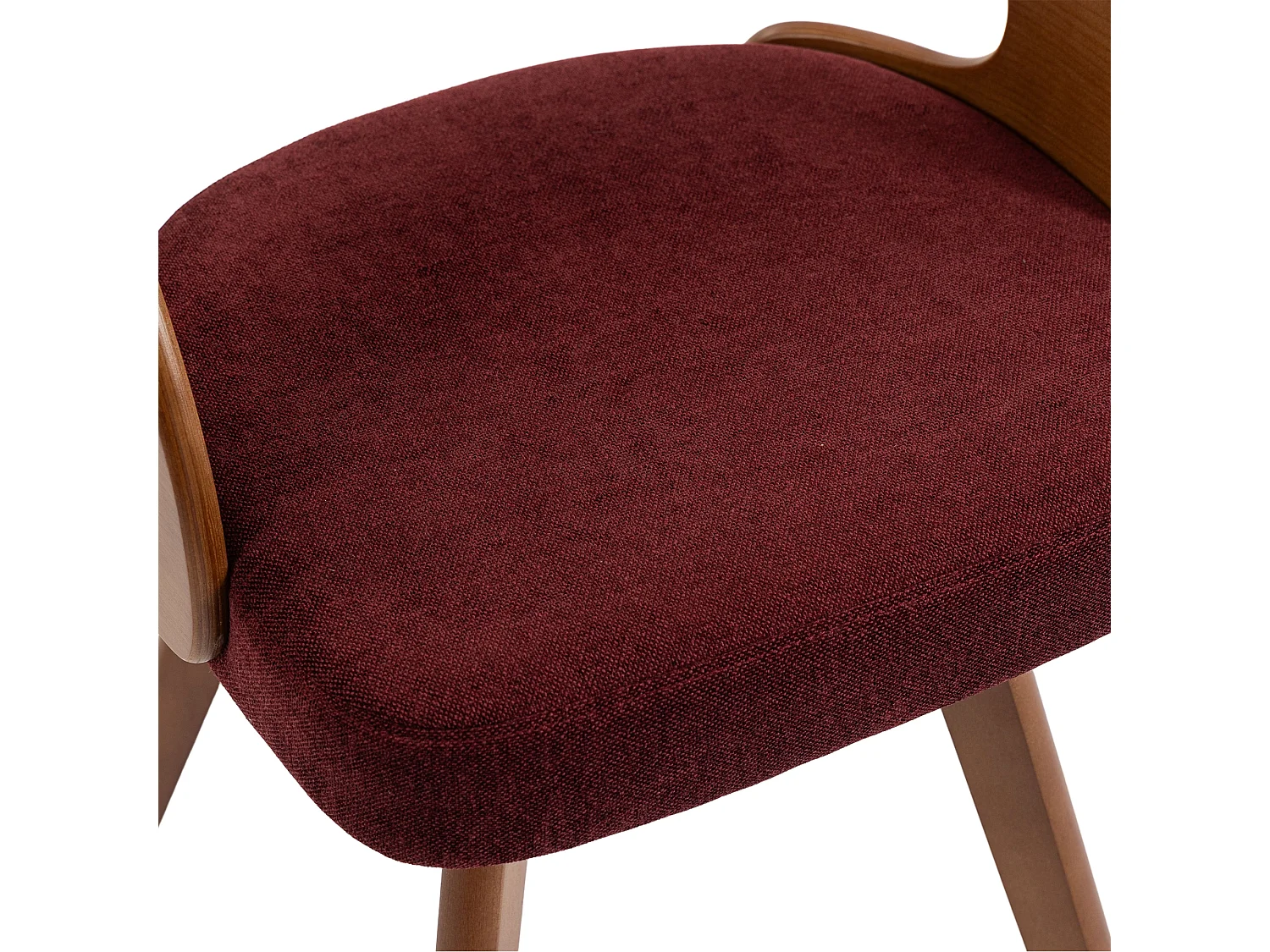 Set van 2 draaibare houten stoelen met gebogen rugleuningen - Bordeauxrode linnen stof