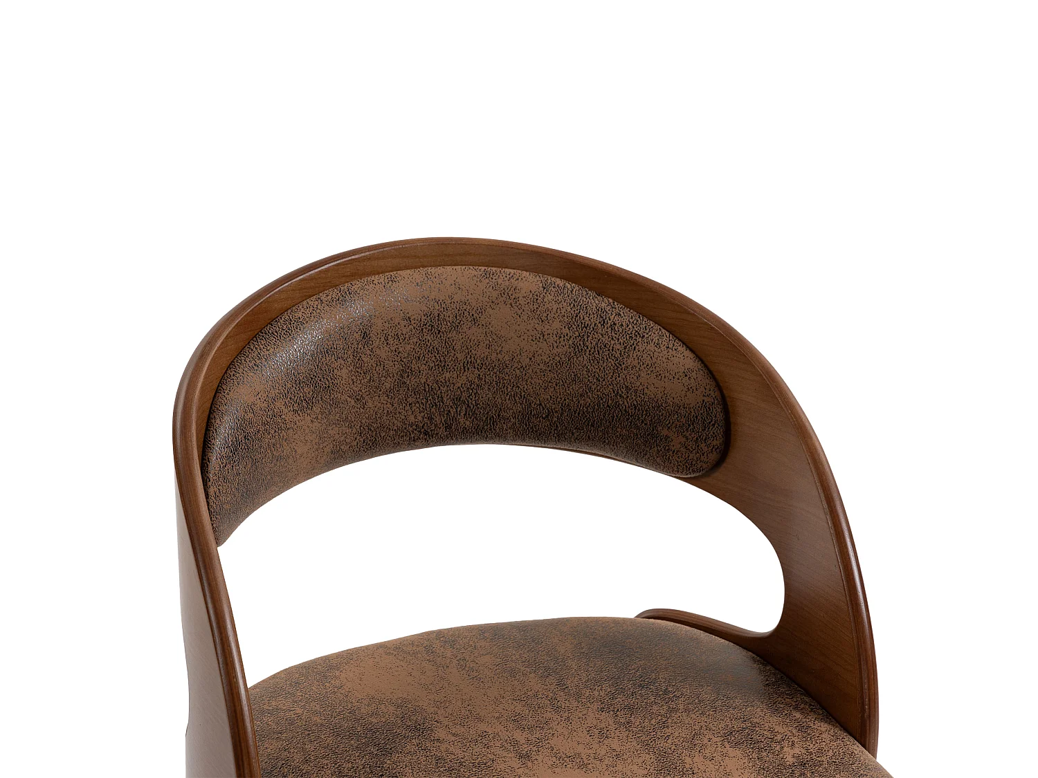Set van 2 draaibare houten stoelen met gebogen rugleuningen - Bruine technische stof