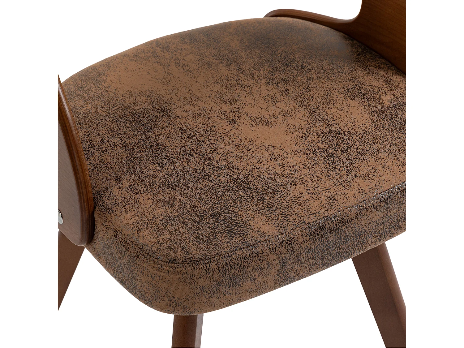 Set van 2 draaibare houten stoelen met gebogen rugleuningen - Bruine technische stof