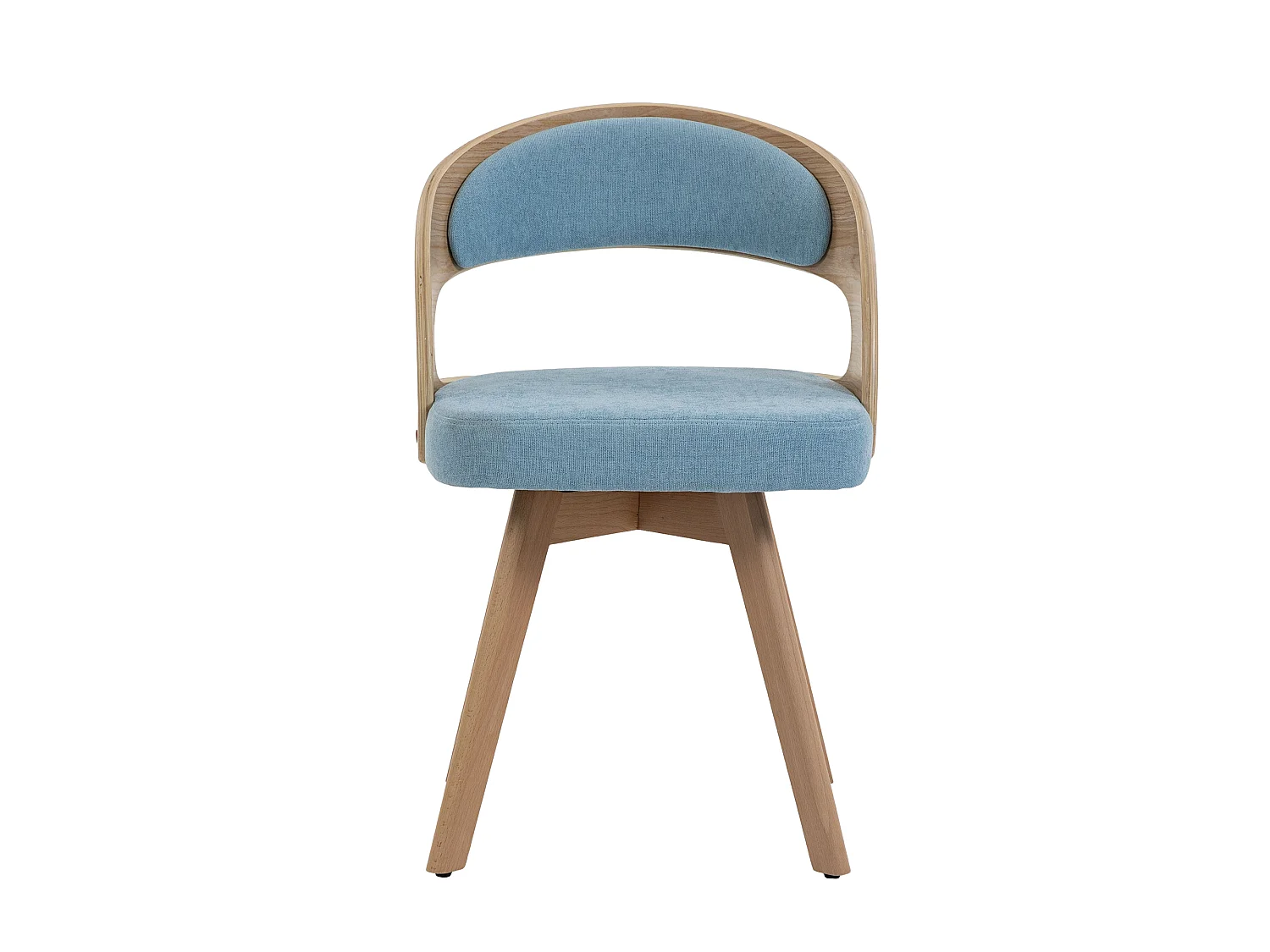 Set van 2 draaibare stoelen van licht hout - Blauwe linnen zitkussens