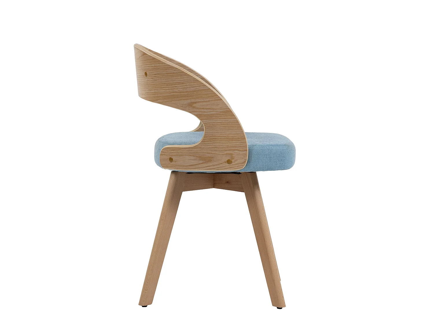 Set van 2 draaibare stoelen van licht hout - Blauwe linnen zitkussens