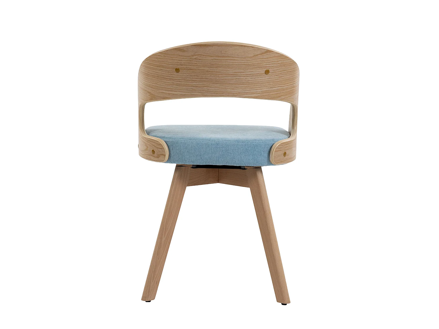 Set van 2 draaibare stoelen van licht hout - Blauwe linnen zitkussens