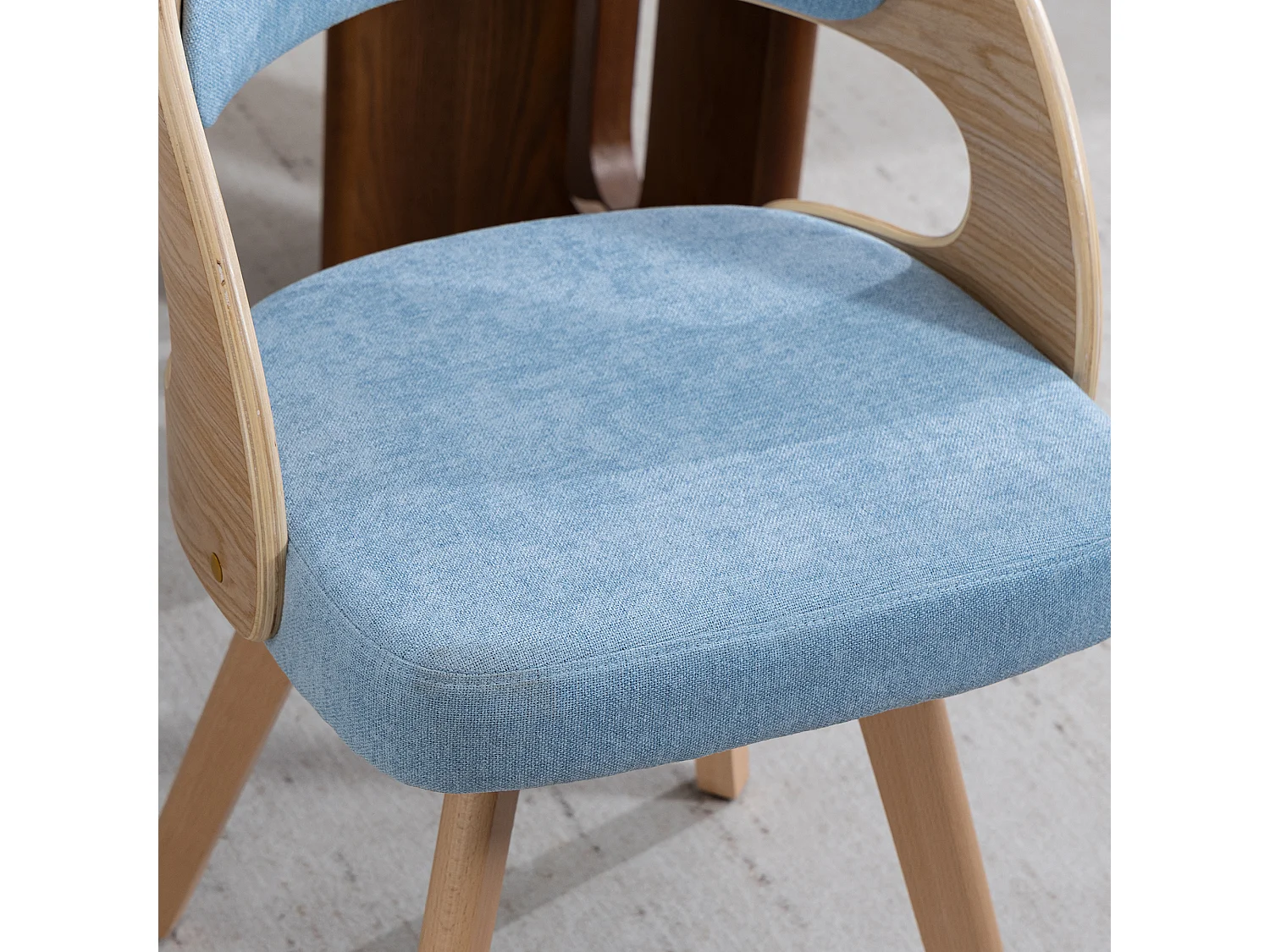 Set van 2 draaibare stoelen van licht hout - Blauwe linnen zitkussens