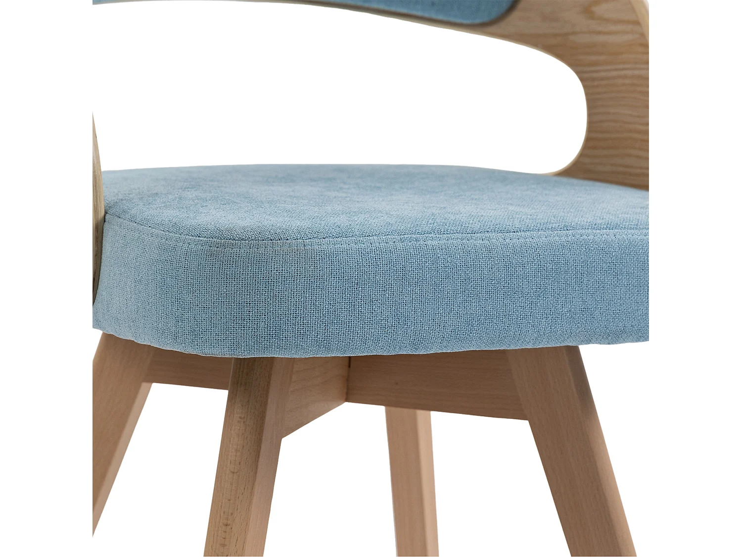 Set van 2 draaibare stoelen van licht hout - Blauwe linnen zitkussens