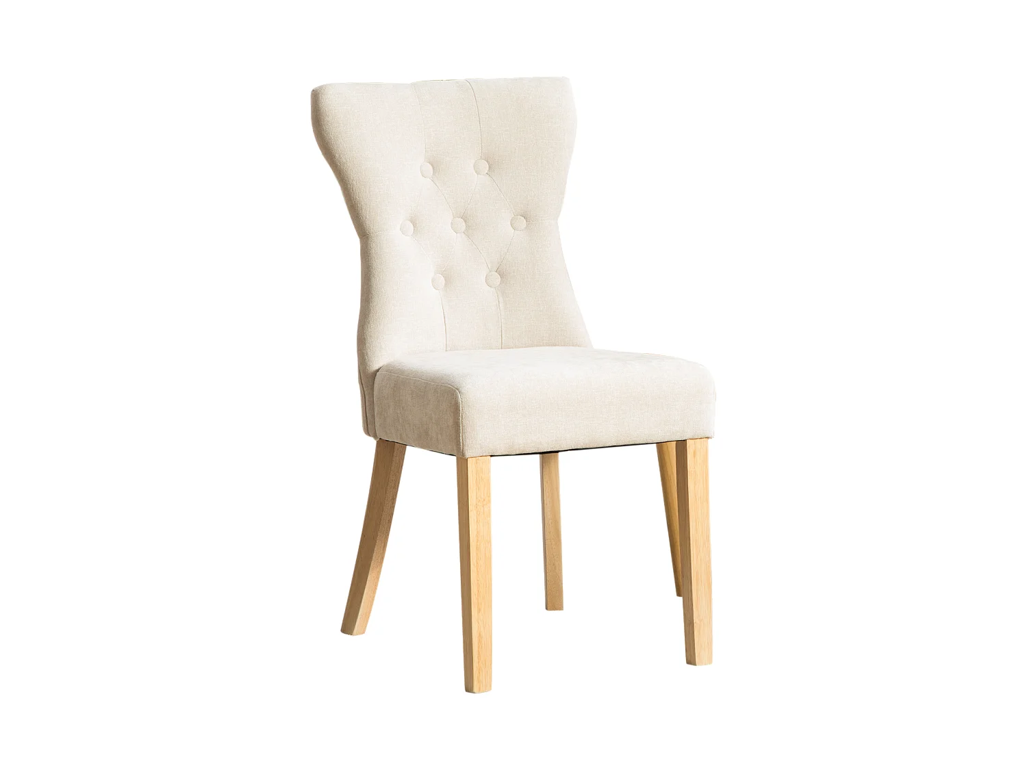 Lot de 2 chaises de salle à manger en tissu chenille avec pieds en bois - Beige