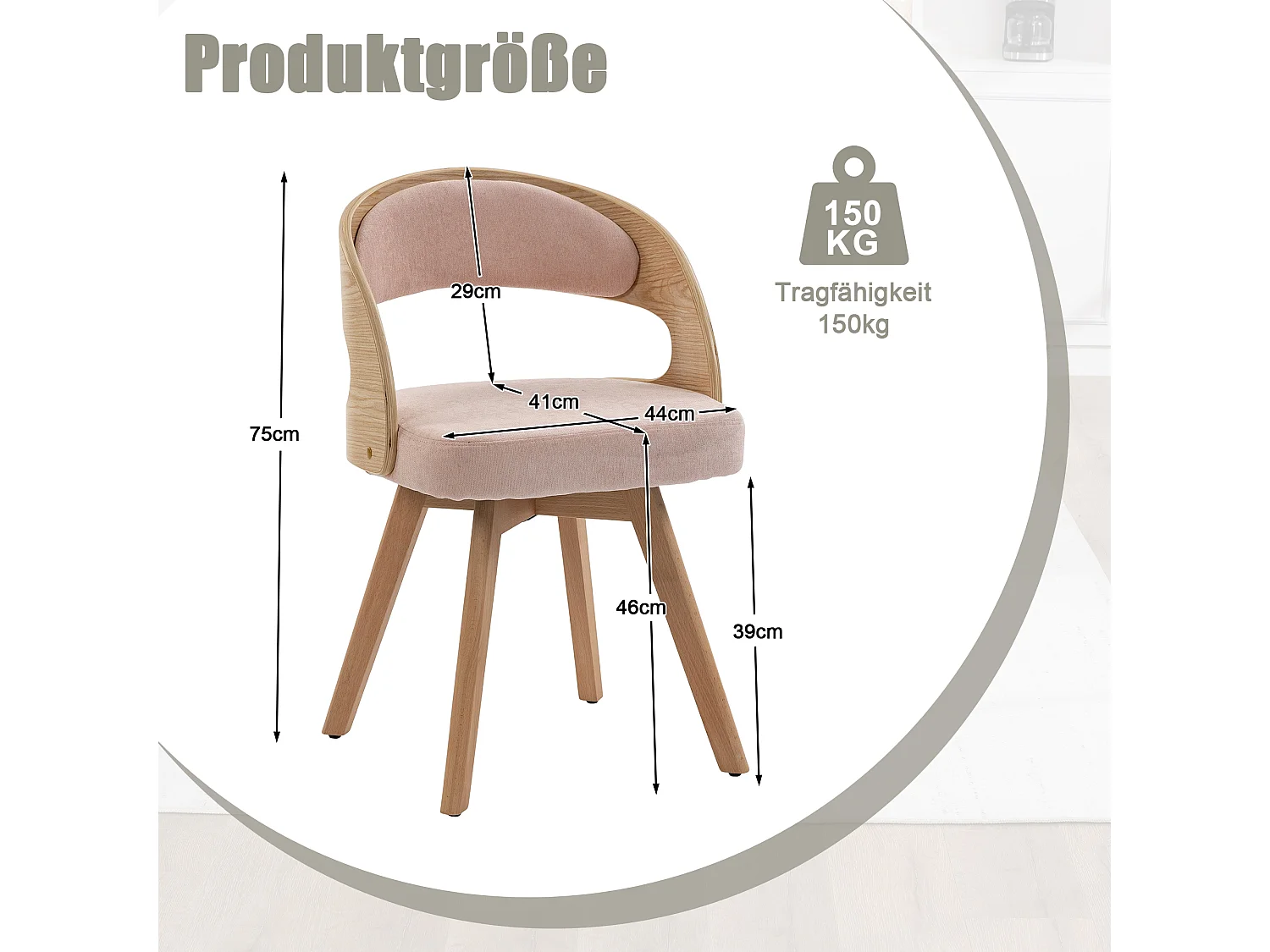 Set van 2 draaibare stoelen van licht hout - Roze linnen zitkussens