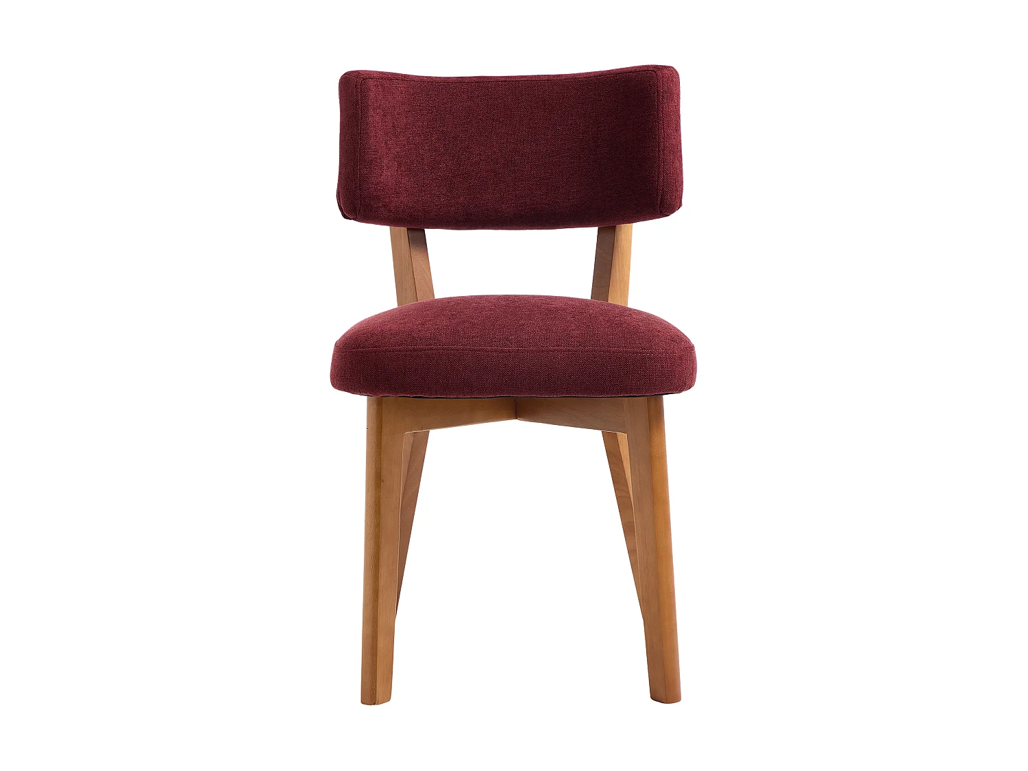 Lot de 2 chaises de salle à manger en tissu rouge bordeaux - Pieds en bois
