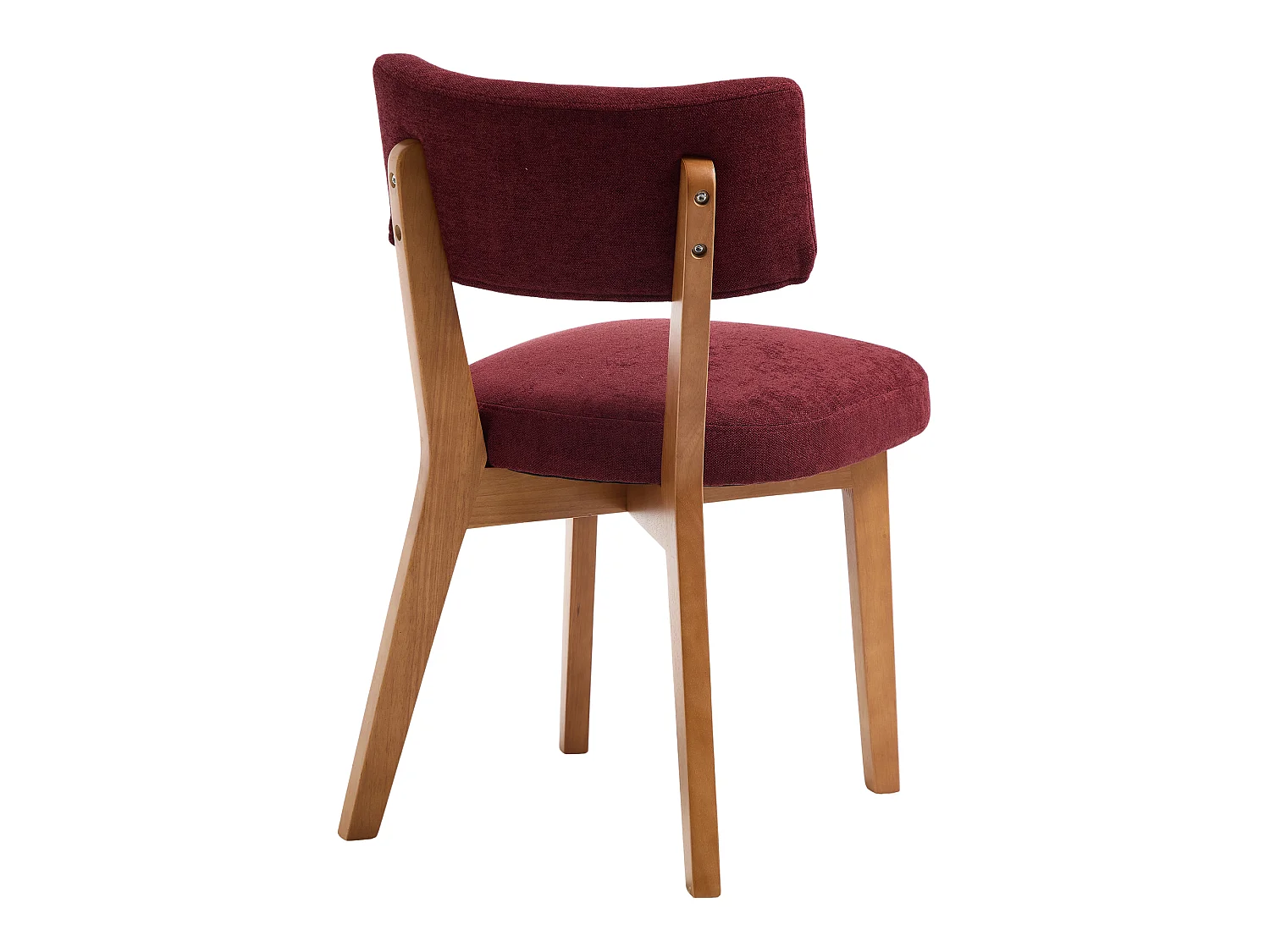 Lot de 2 chaises de salle à manger en tissu rouge bordeaux - Pieds en bois