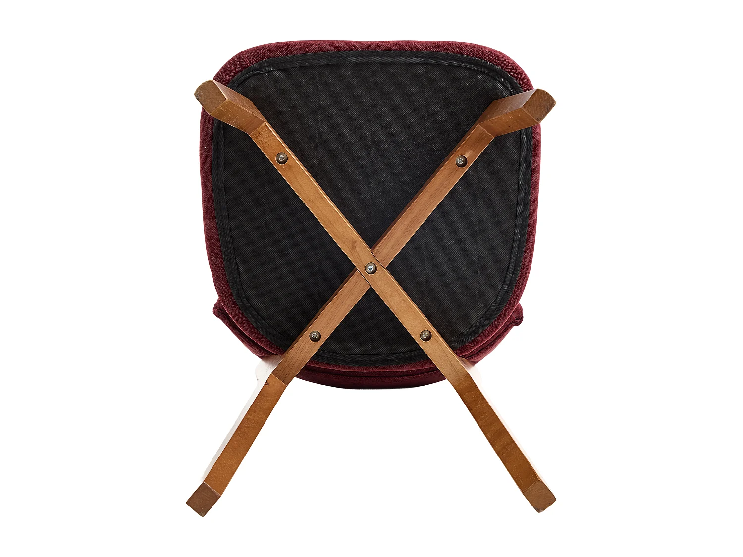 Lot de 2 chaises de salle à manger en tissu rouge bordeaux - Pieds en bois