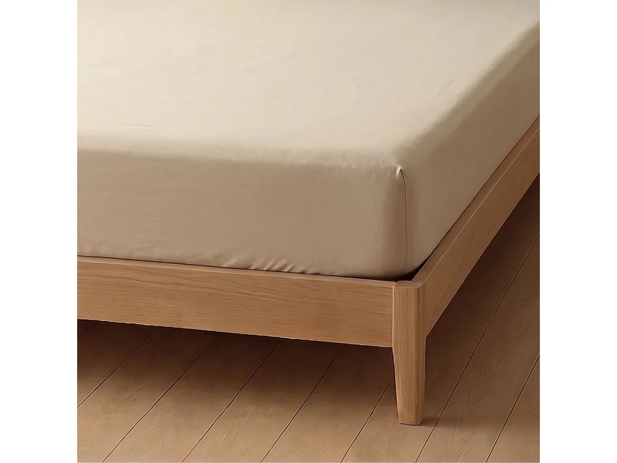 Drap housse 180x200 bonnet 35cm 100% coton grège - VITALIA