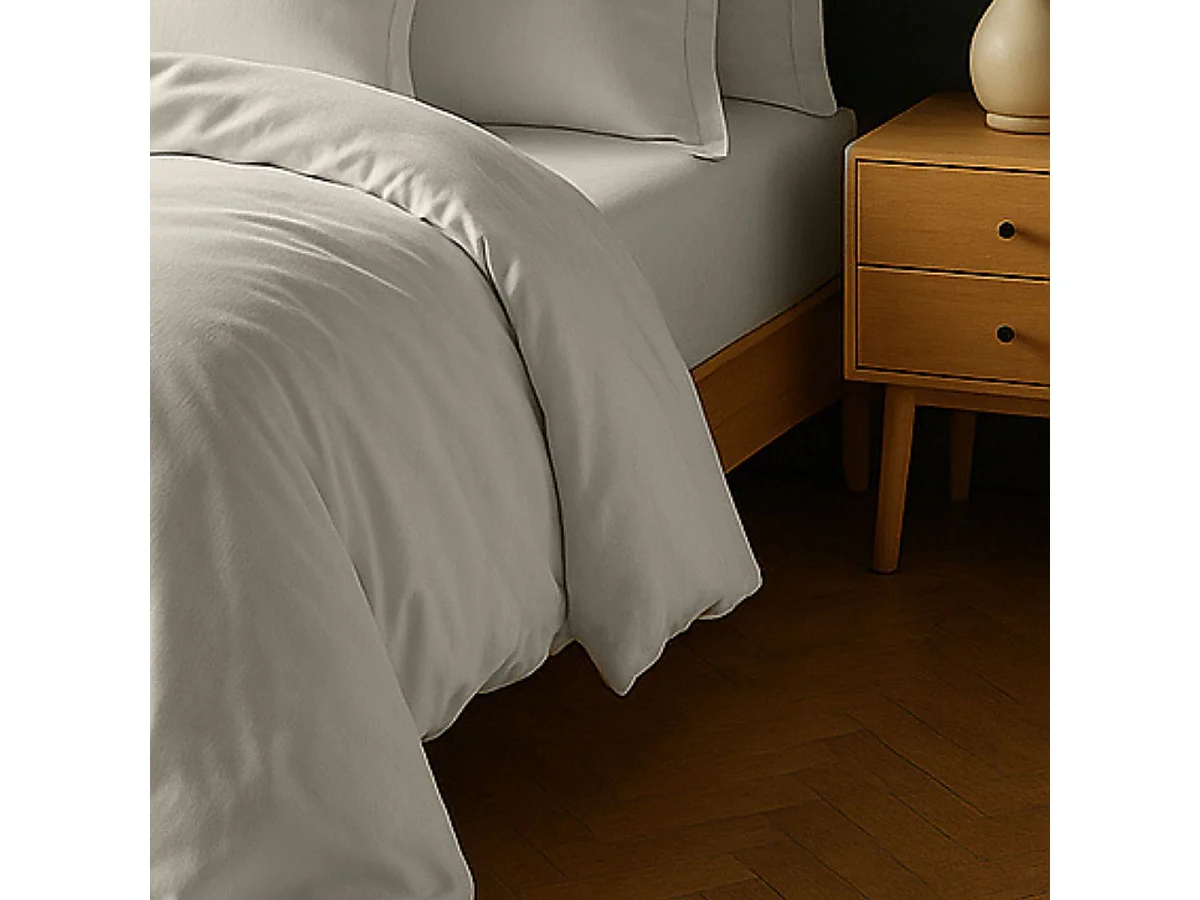 Drap housse 90x190 bonnet 35cm 100% coton ivoire - VITALIA