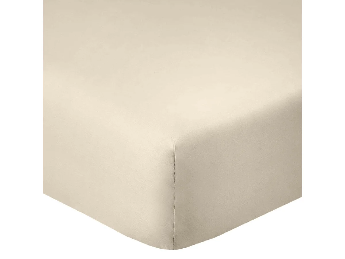 Drap housse 140x190 bonnet 35cm 100% coton grège - VITALIA