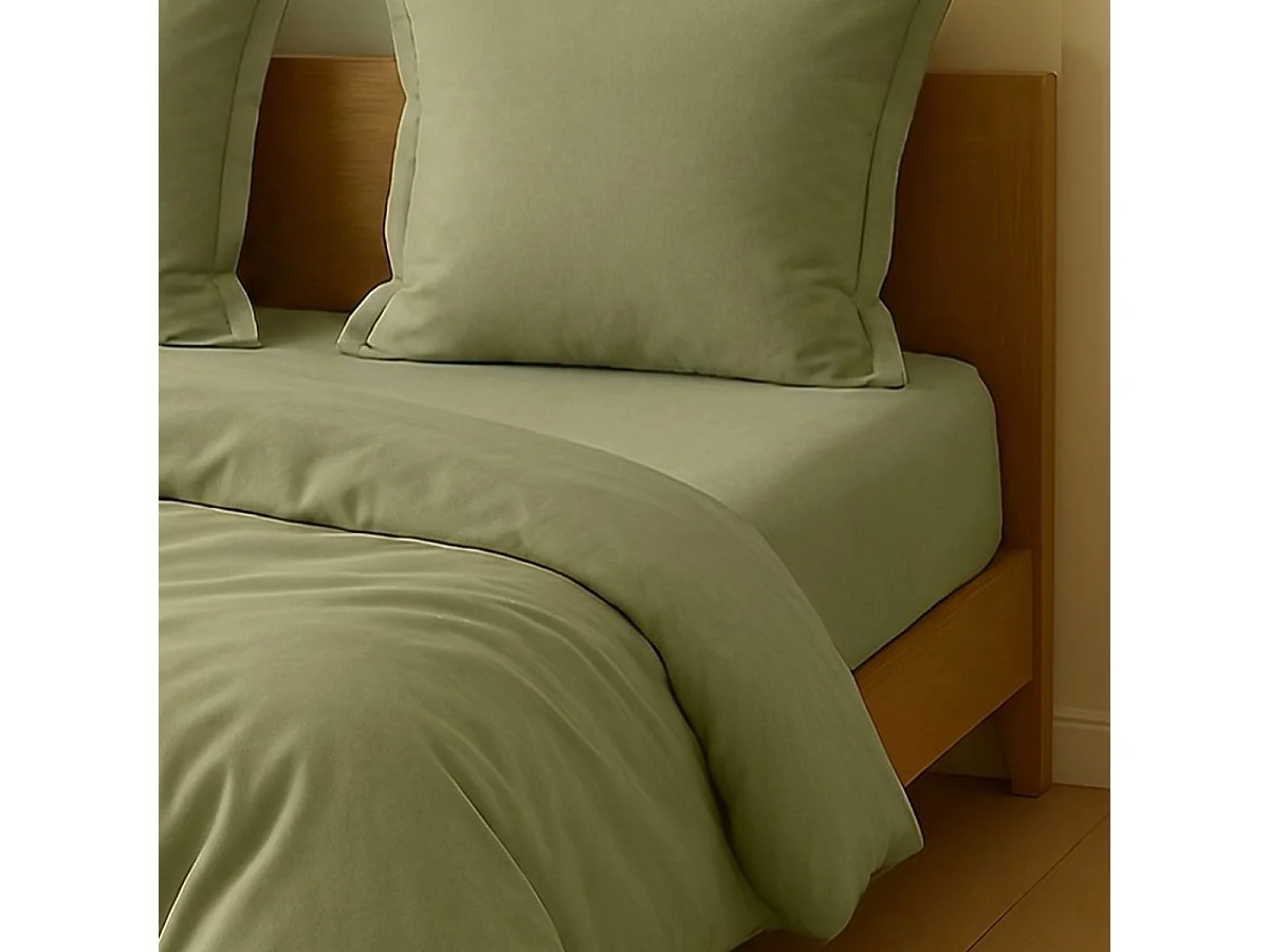 Drap housse 160x200 bonnet 35cm 100% coton verveine - VITALIA