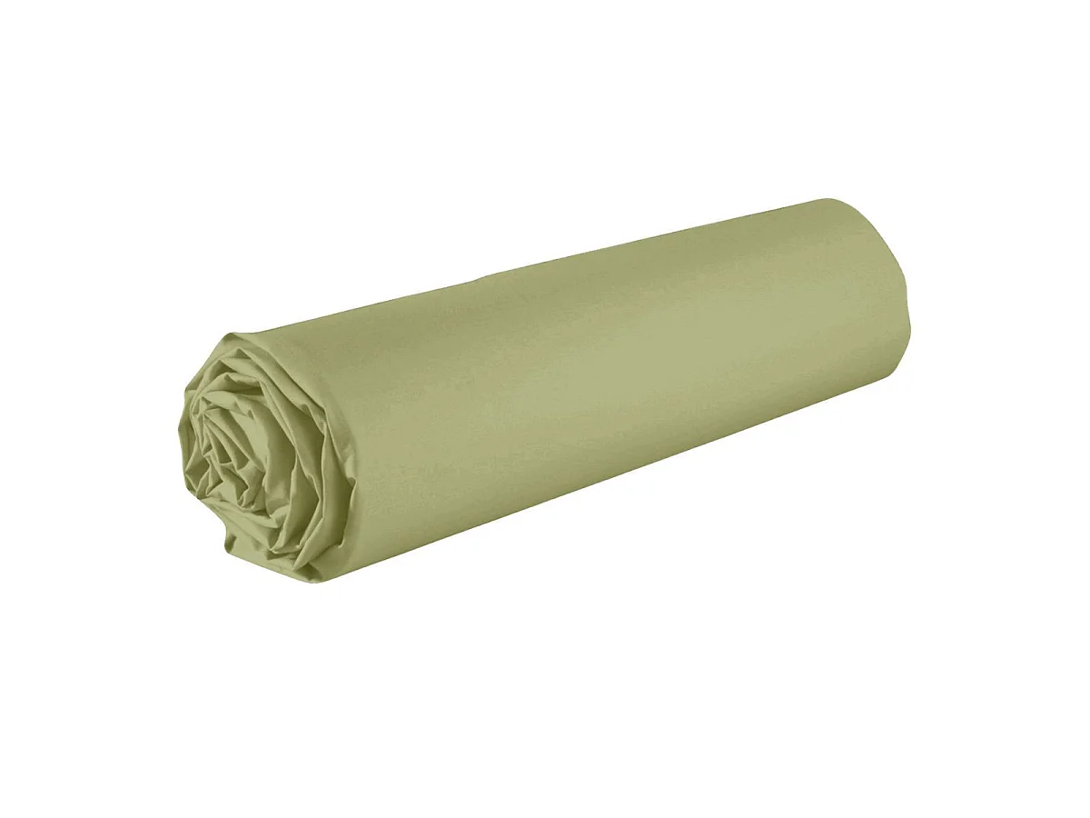 Drap housse 140x190 bonnet 35cm 100% coton verveine - VITALIA
