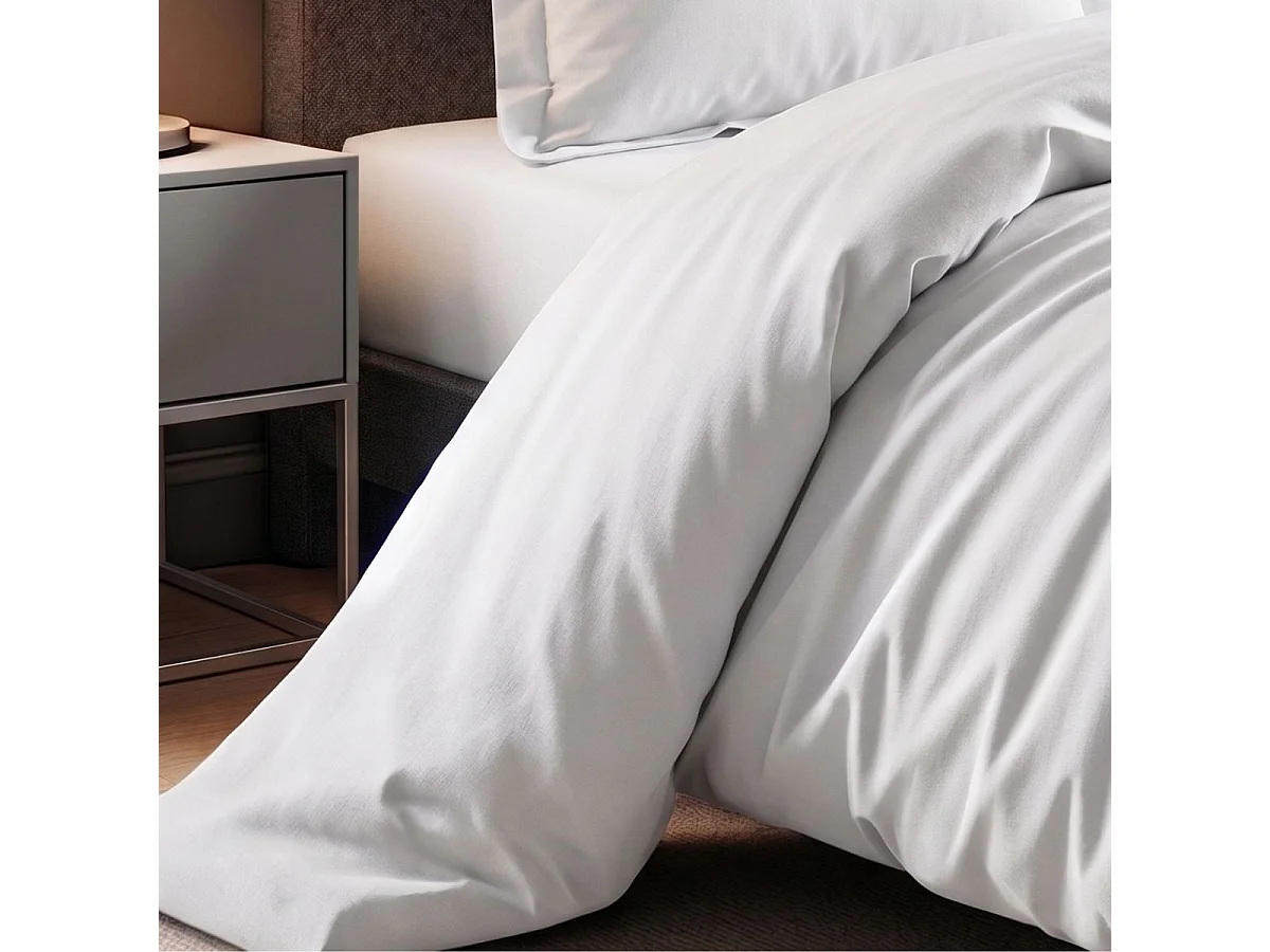 Drap housse 160x200 bonnet 35cm 100% coton blanc - VITALIA