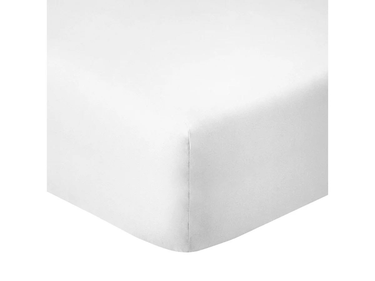 Drap housse 160x200 bonnet 35cm 100% coton blanc - VITALIA