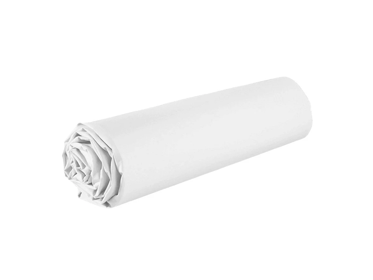 Drap housse 90x190 bonnet 35cm 100% coton blanc - VITALIA