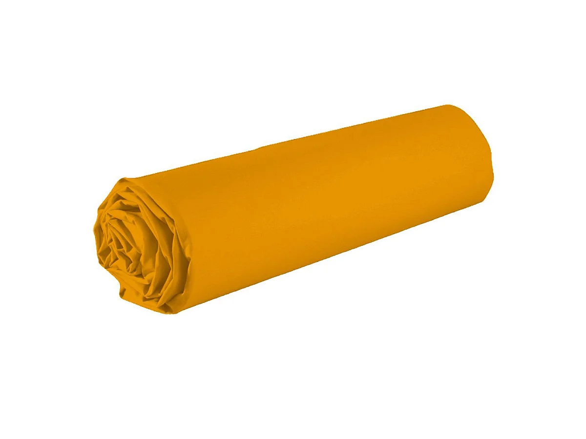 Drap housse 90x190 bonnet 35cm 100% coton safran - VITALIA