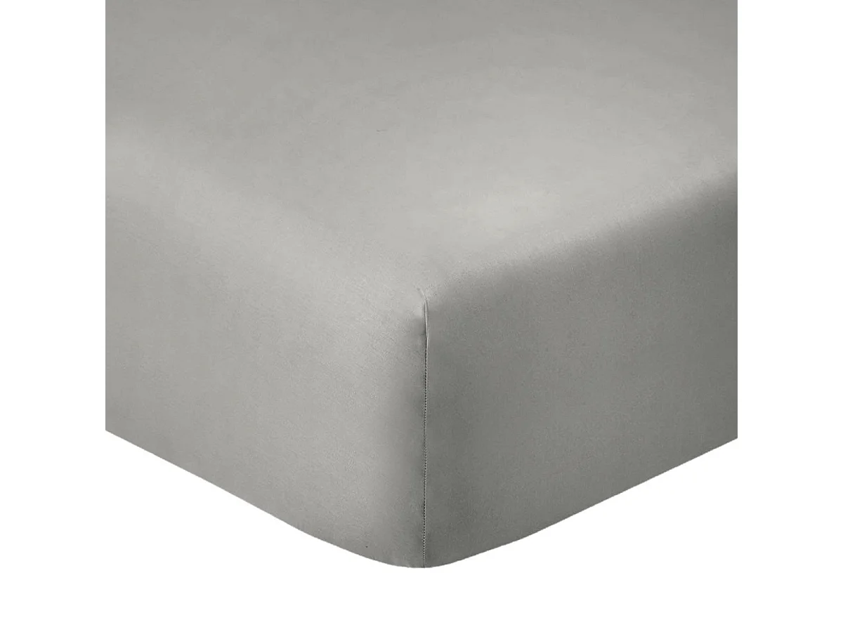 Drap housse 90x190 bonnet 35cm 100% coton gris silver - VITALIA