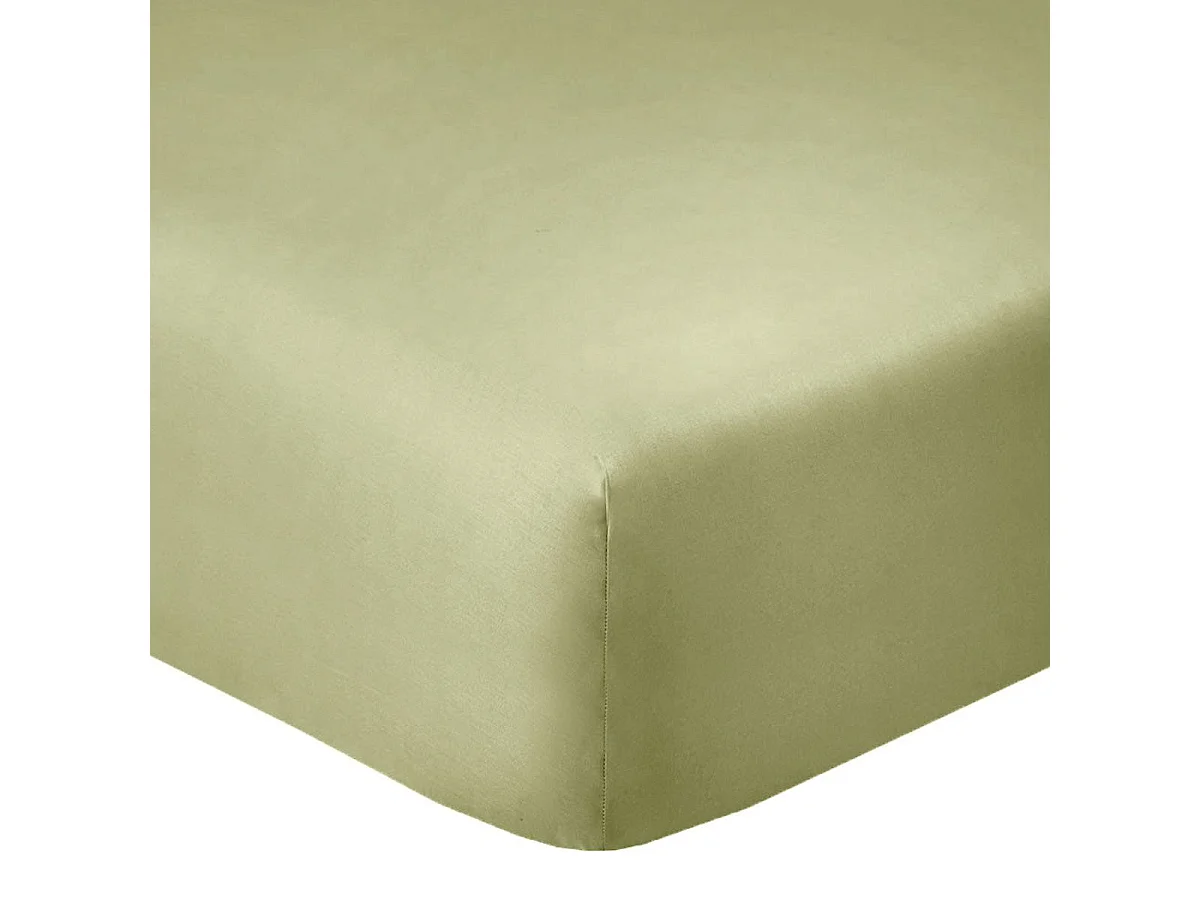 Drap housse 90x190 bonnet 35cm 100% coton verveine - VITALIA