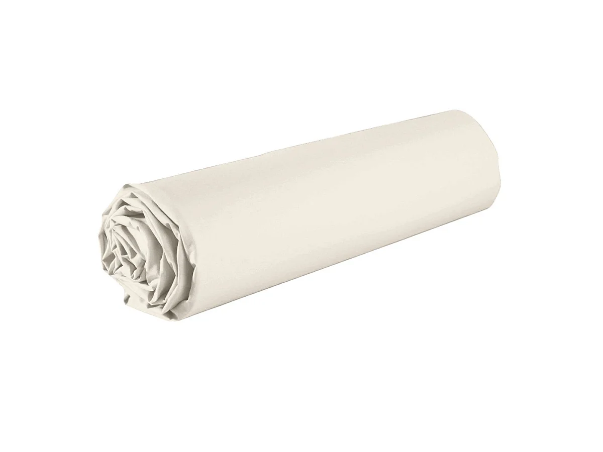 Drap housse 160x200 bonnet 35cm 100% coton ivoire - VITALIA