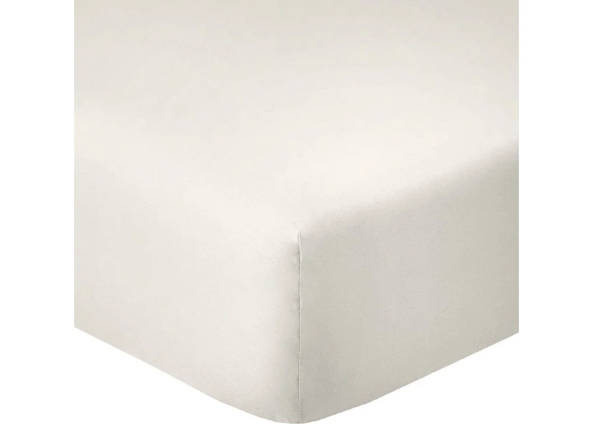 Drap housse 140x190 bonnet 35cm 100% coton ivoire - VITALIA
