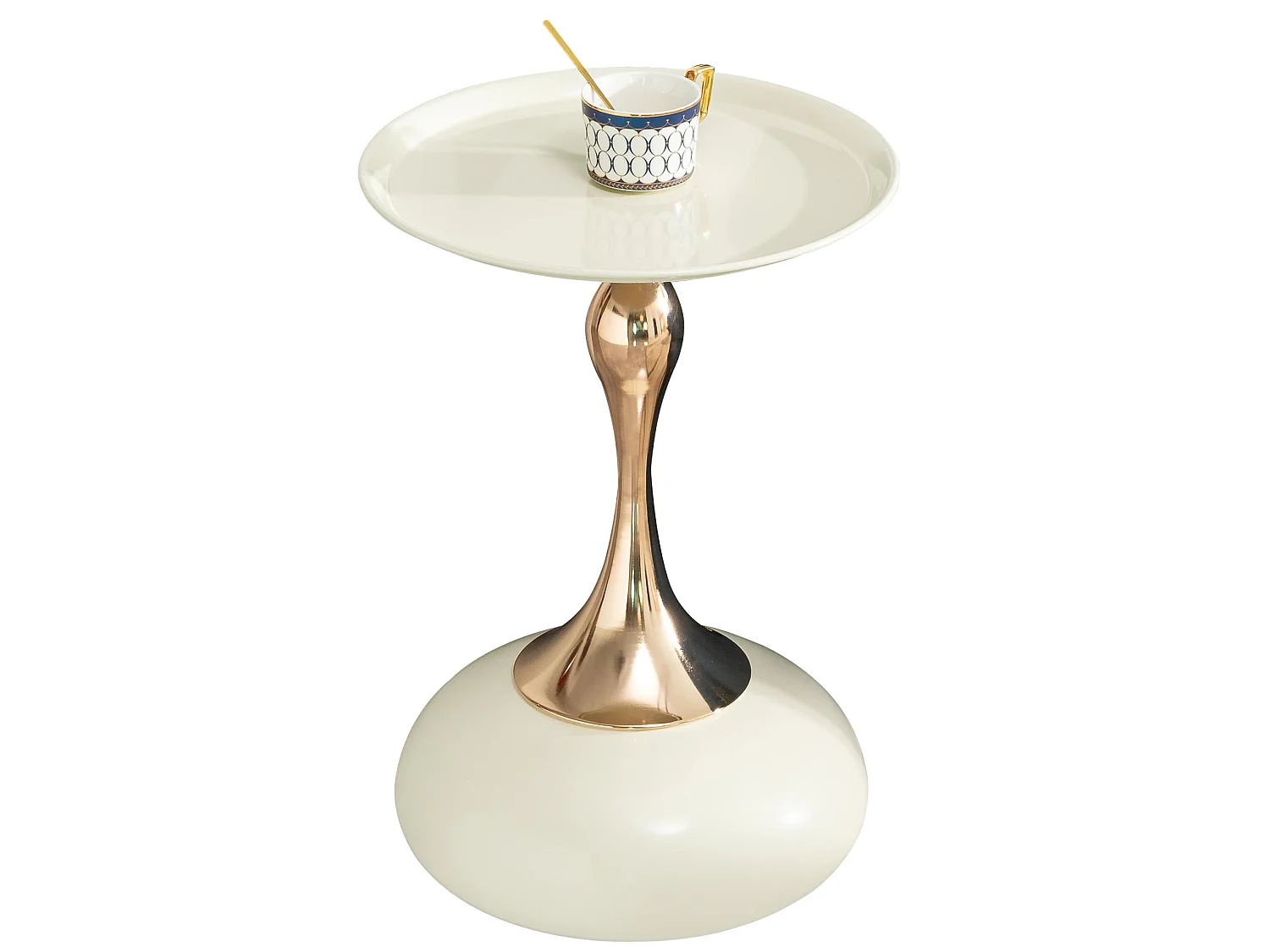 Tables d'appoint ronde blanche de 38 cm avec piètement en métal