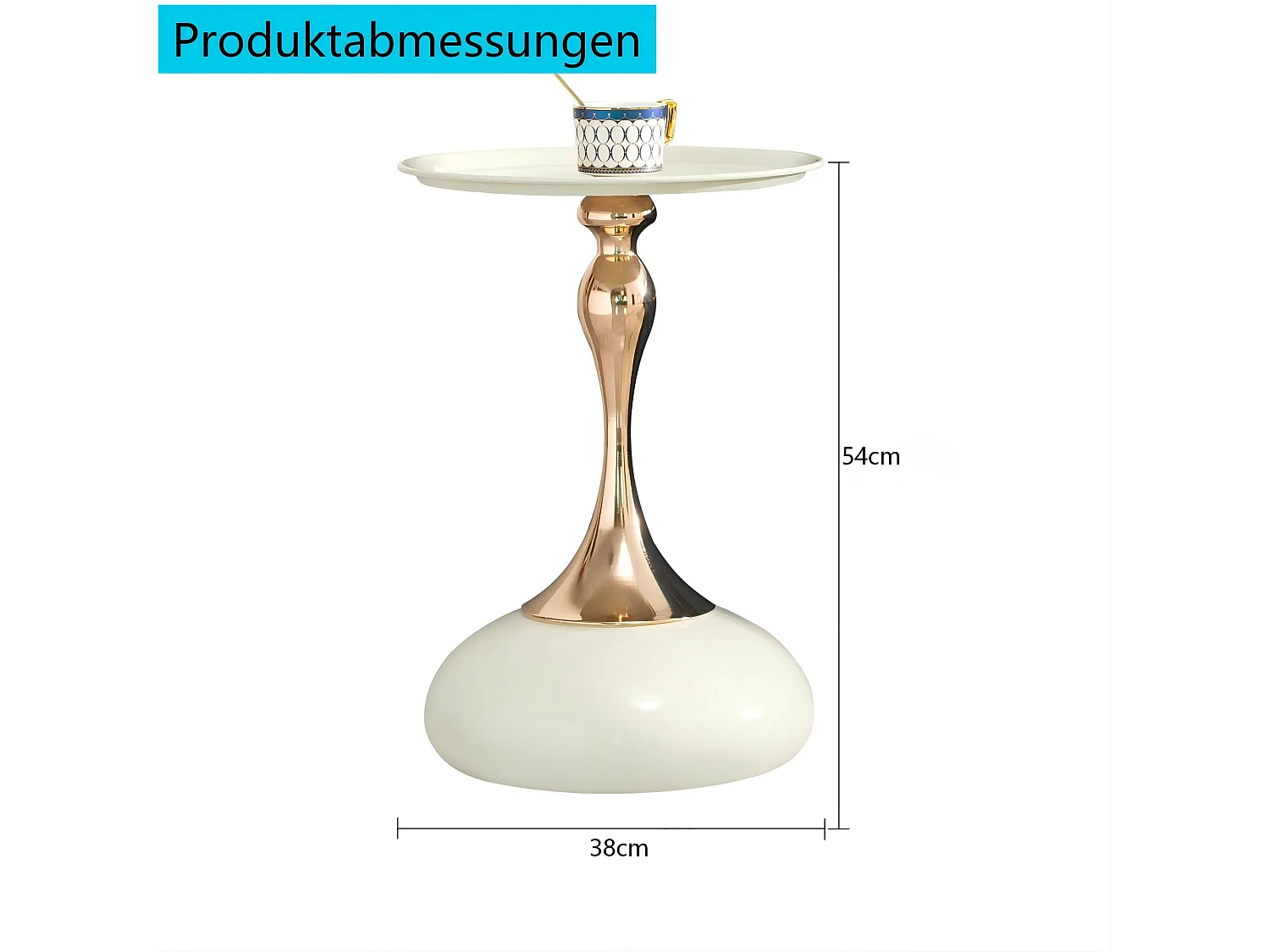 Tables d'appoint ronde blanche de 38 cm avec piètement en métal