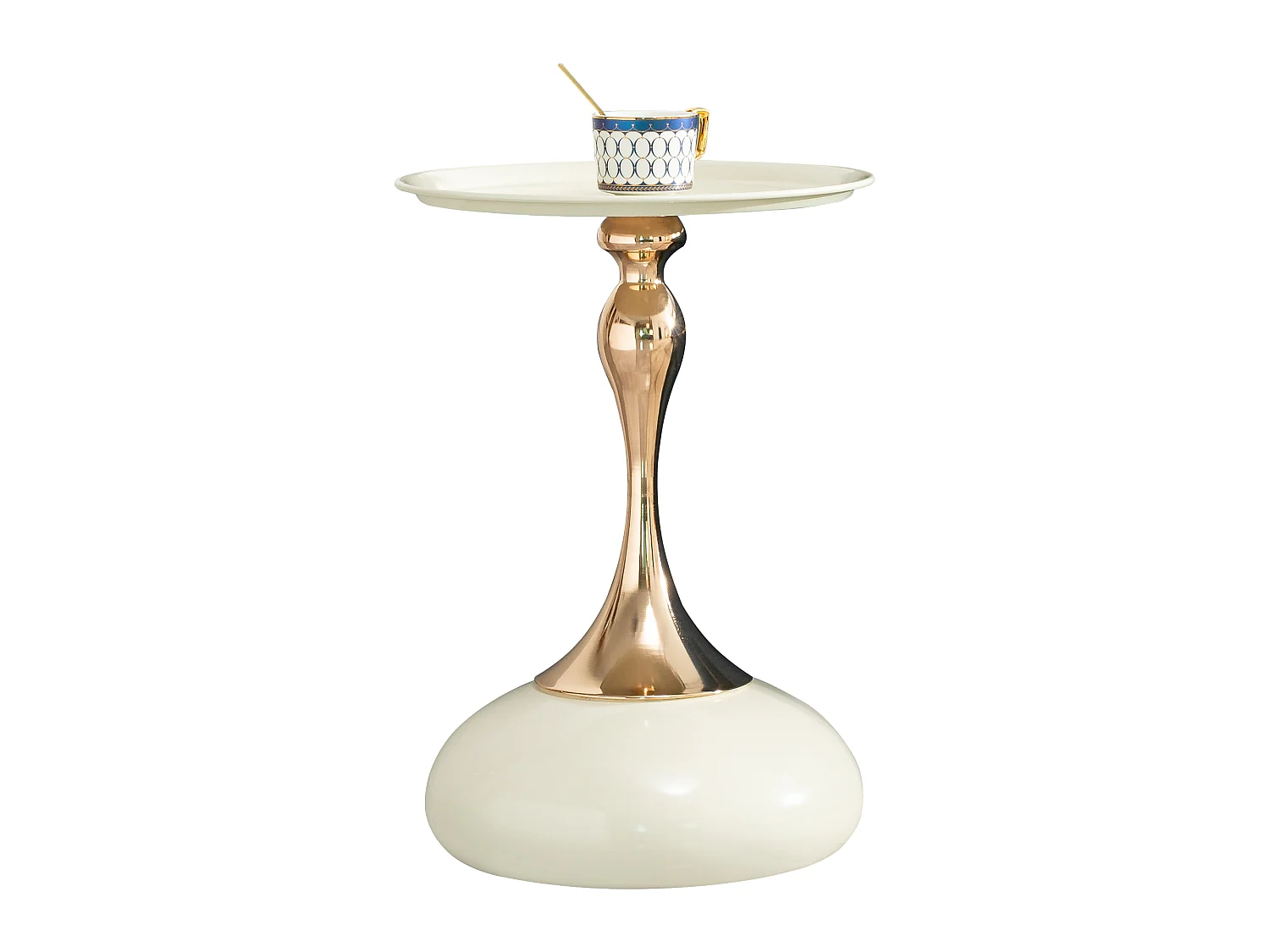 Tables d'appoint ronde blanche de 38 cm avec piètement en métal