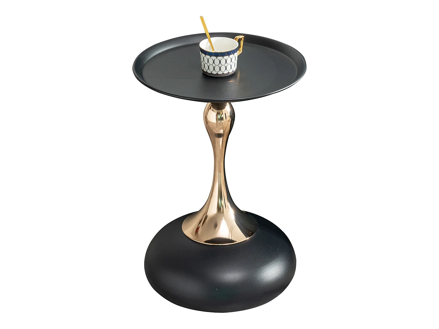 Tables d'appoint ronde noire de 38 cm avec piètement en métal