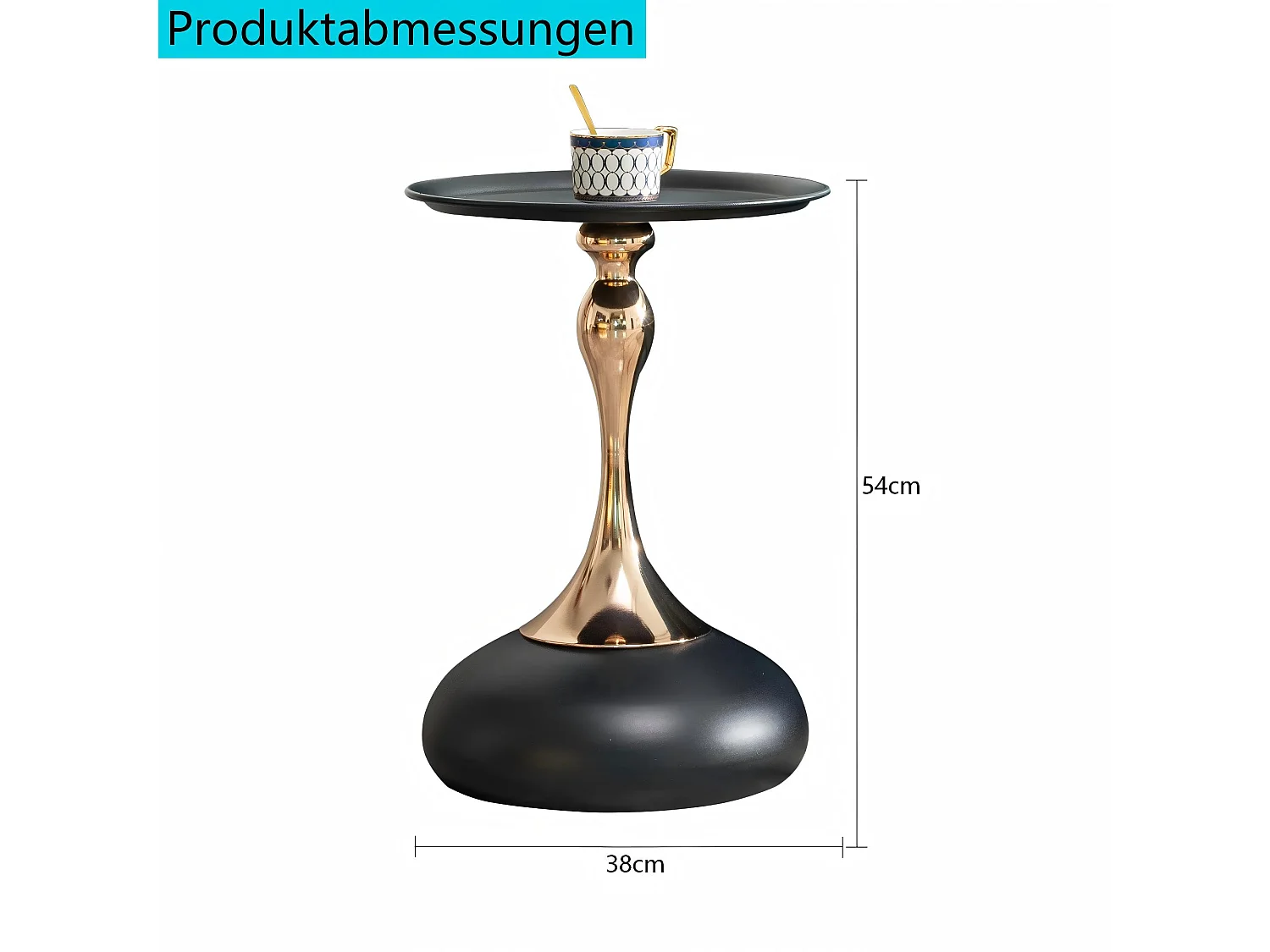 Tables d'appoint ronde noire de 38 cm avec piètement en métal