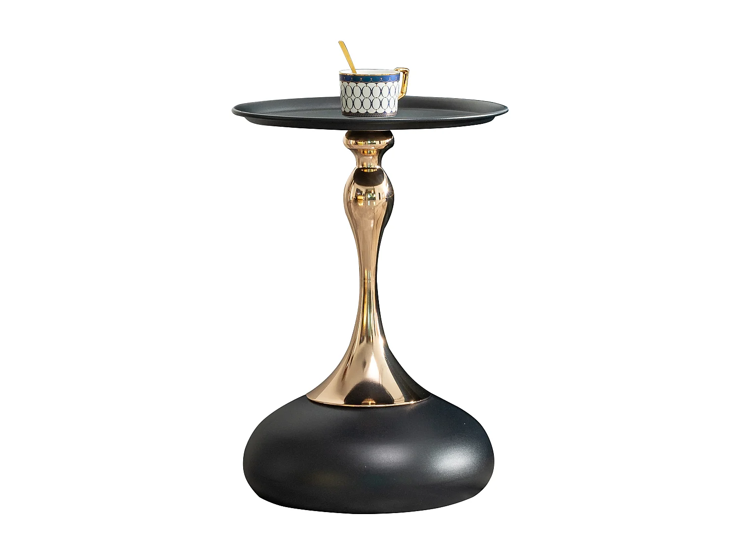 Tables d'appoint ronde noire de 38 cm avec piètement en métal