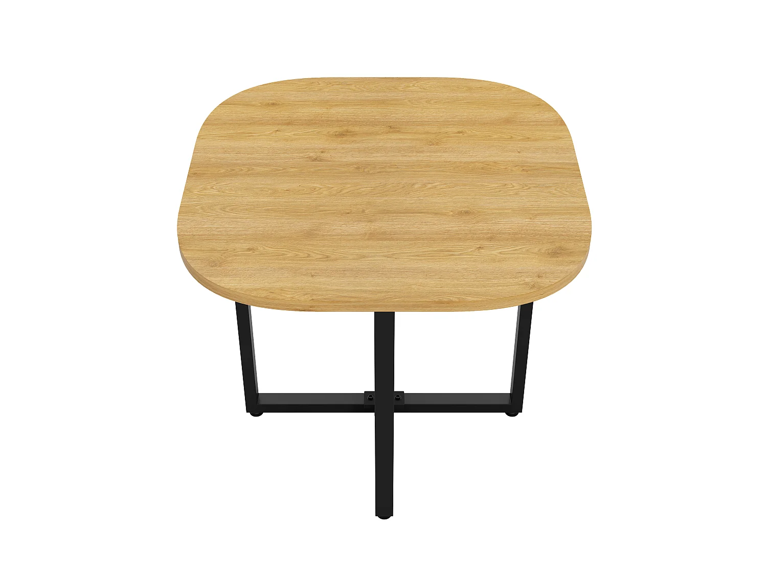 Dining table and chair set for 4 people - 1 table (85 x 85 cm) and 4 linen chairs - Oak top + beige chairs